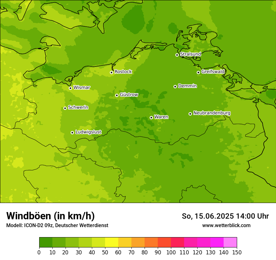 Modellkarten Windgeschwindigkeit