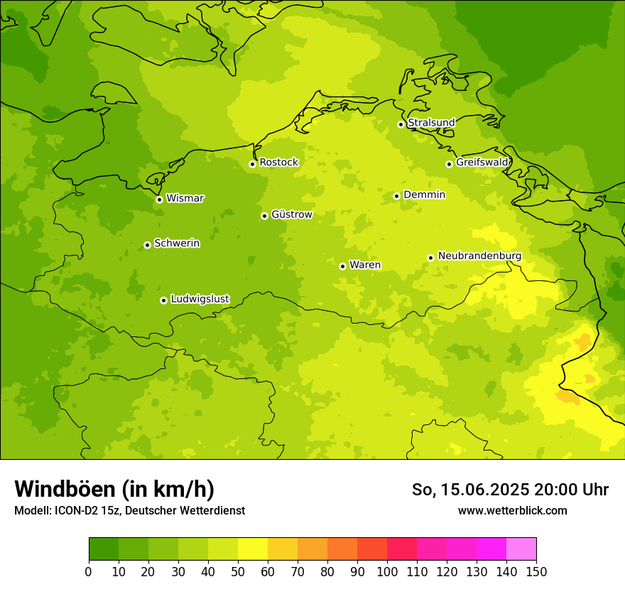 Modellkarten Windgeschwindigkeit