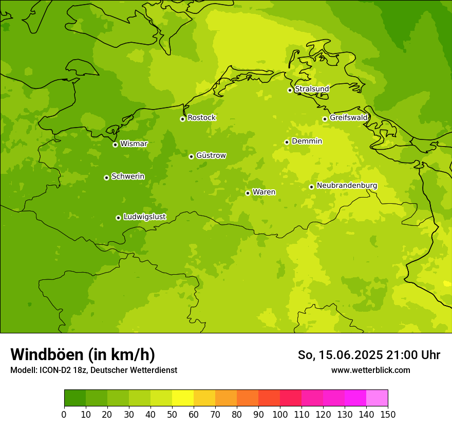 Modellkarten Windgeschwindigkeit