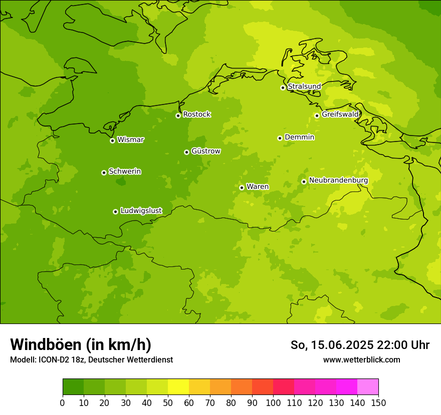 Modellkarten Windgeschwindigkeit
