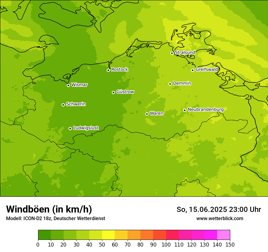 Modellkarten Windgeschwindigkeit