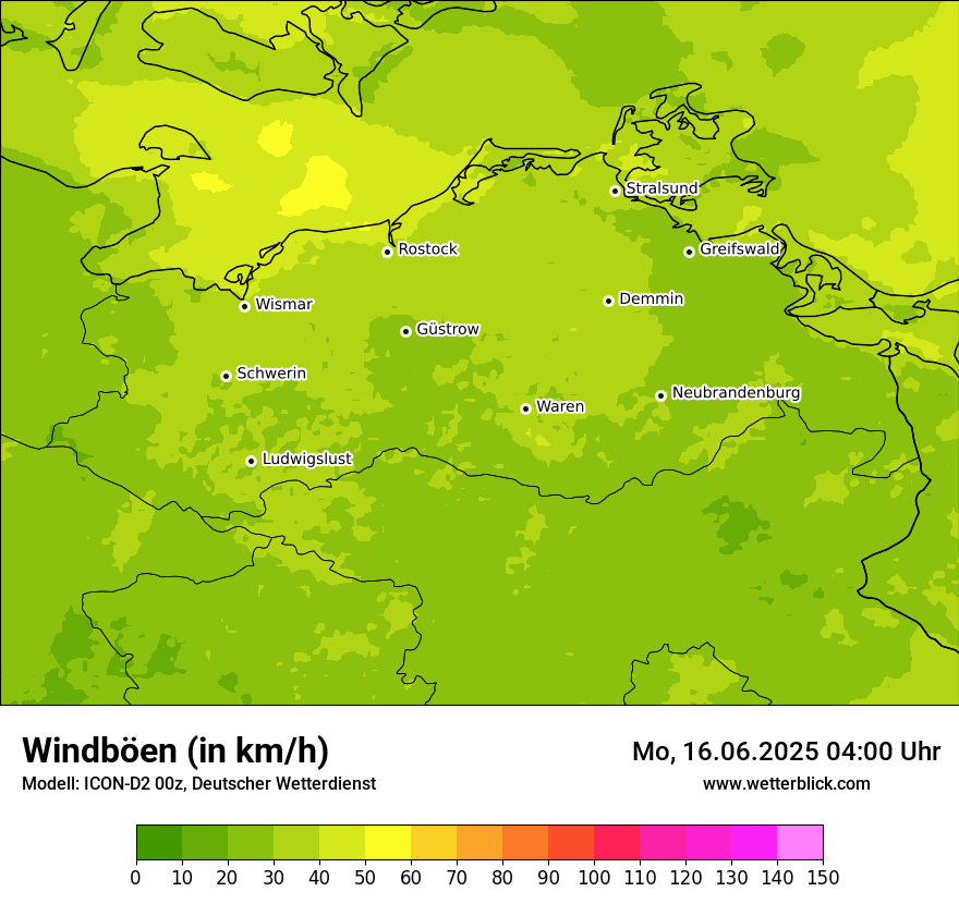 Modellkarten Windgeschwindigkeit