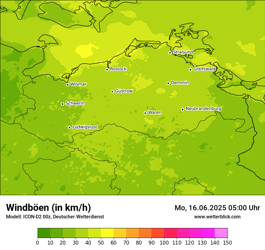 Modellkarten Windgeschwindigkeit