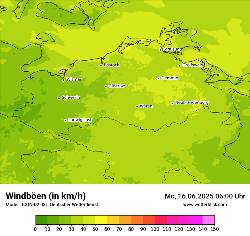 Modellkarten Windgeschwindigkeit