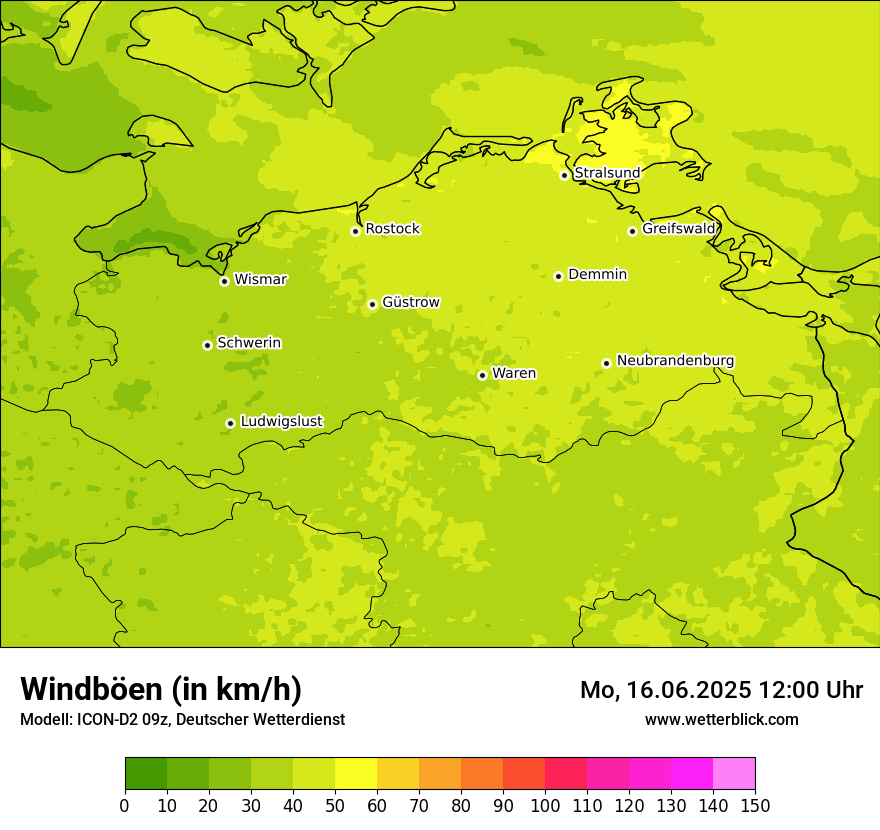Modellkarten Windgeschwindigkeit