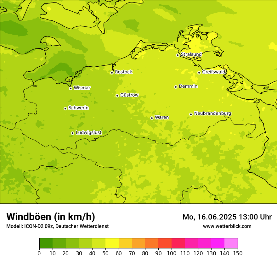 Modellkarten Windgeschwindigkeit