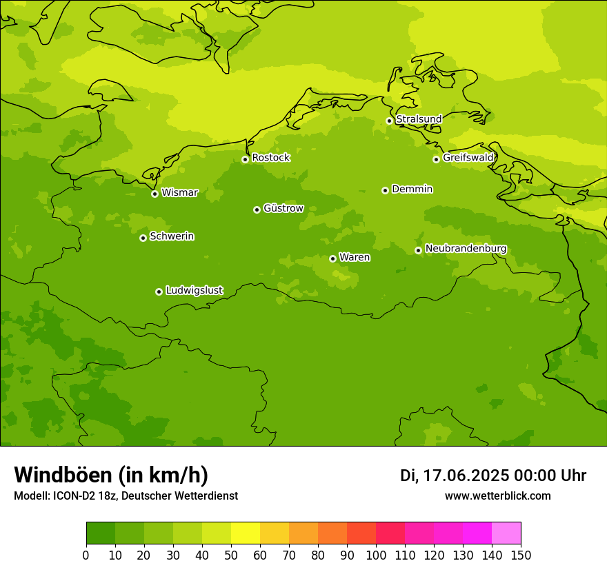 Modellkarten Windgeschwindigkeit