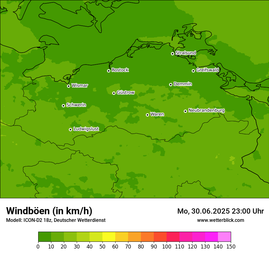Modellkarten Windgeschwindigkeit