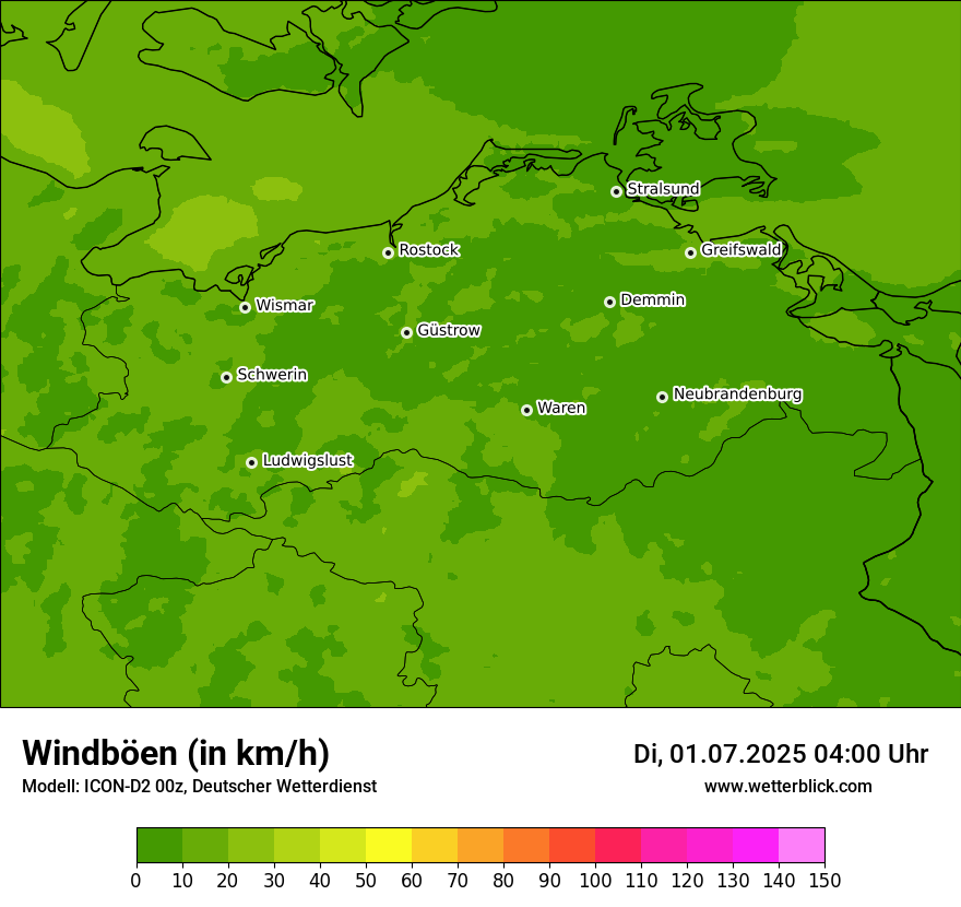 Modellkarten Windgeschwindigkeit