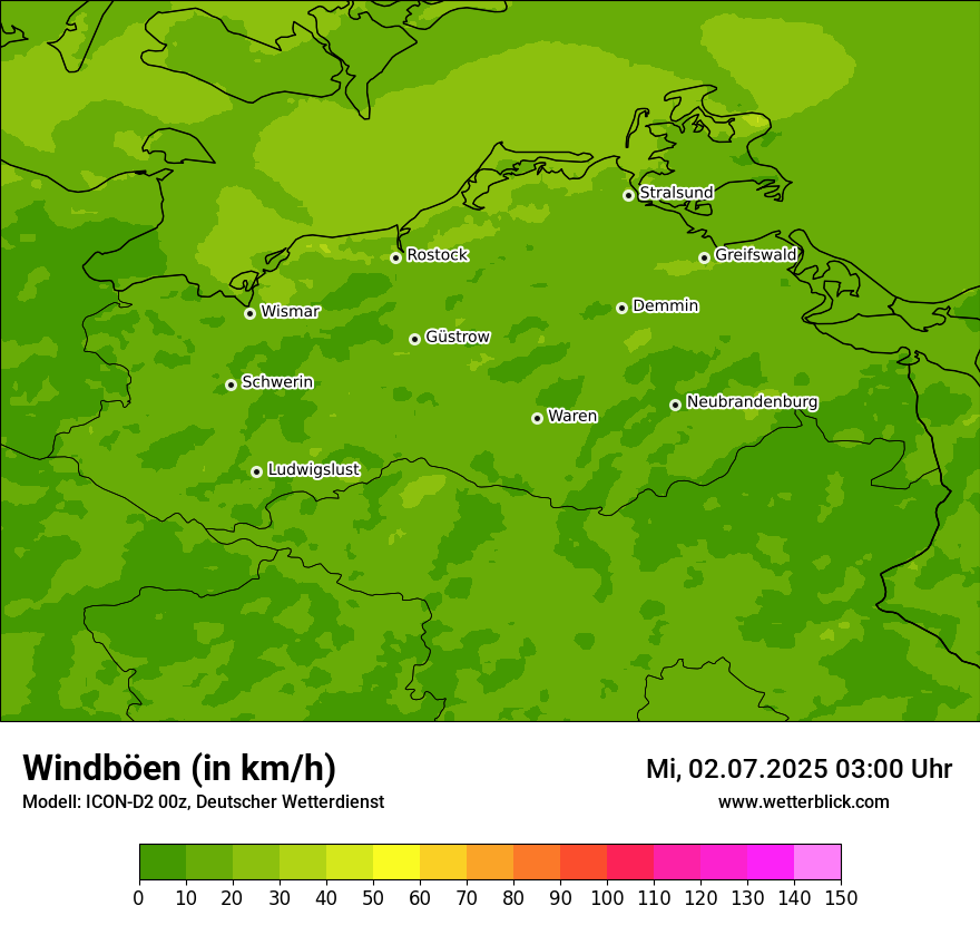Modellkarten Windgeschwindigkeit