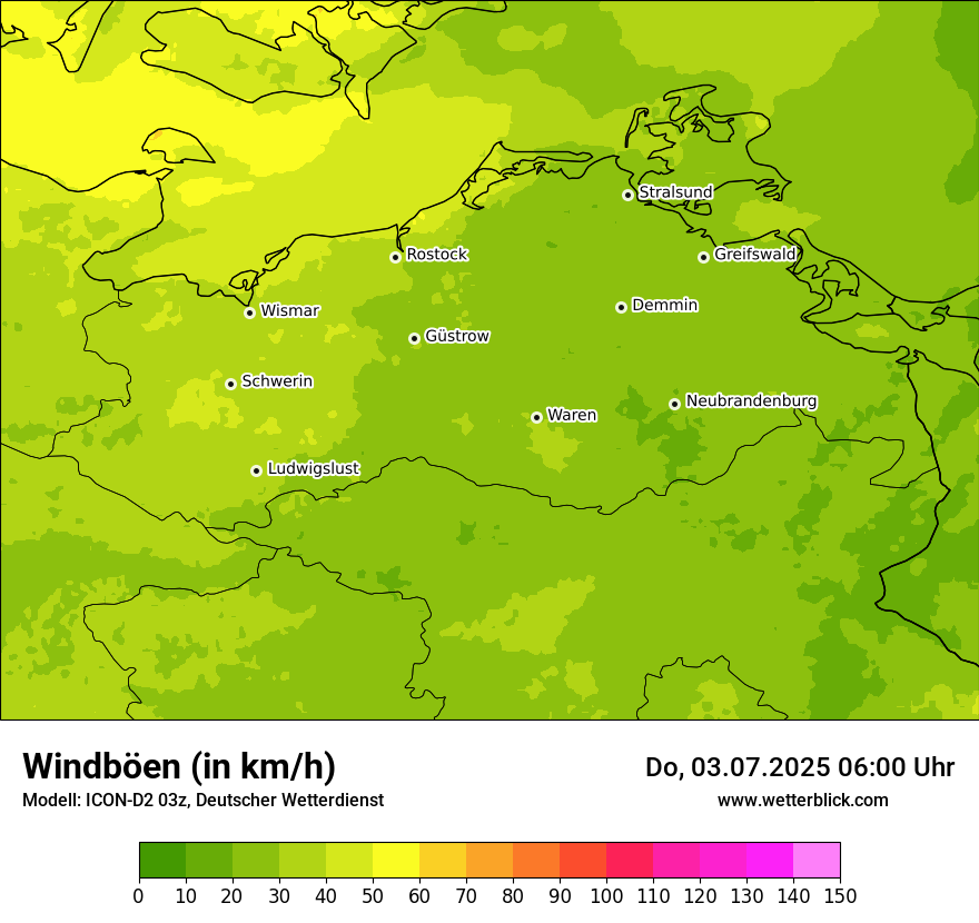 Modellkarten Windgeschwindigkeit