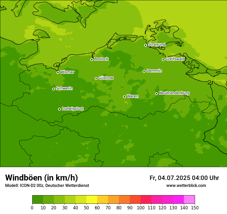 Modellkarten Windgeschwindigkeit