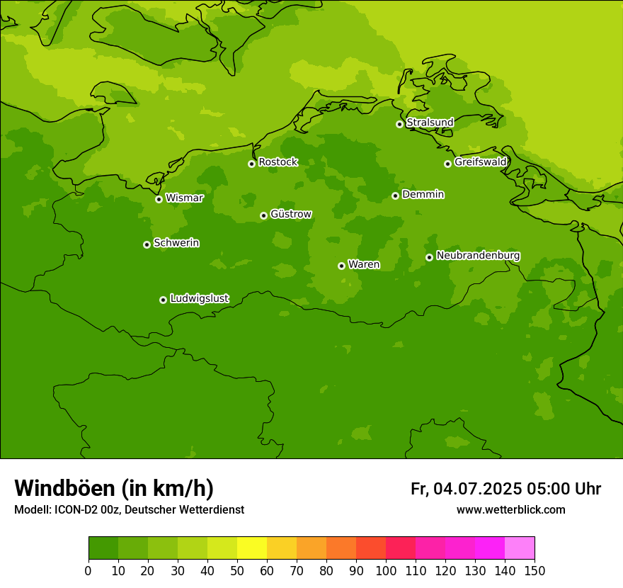 Modellkarten Windgeschwindigkeit