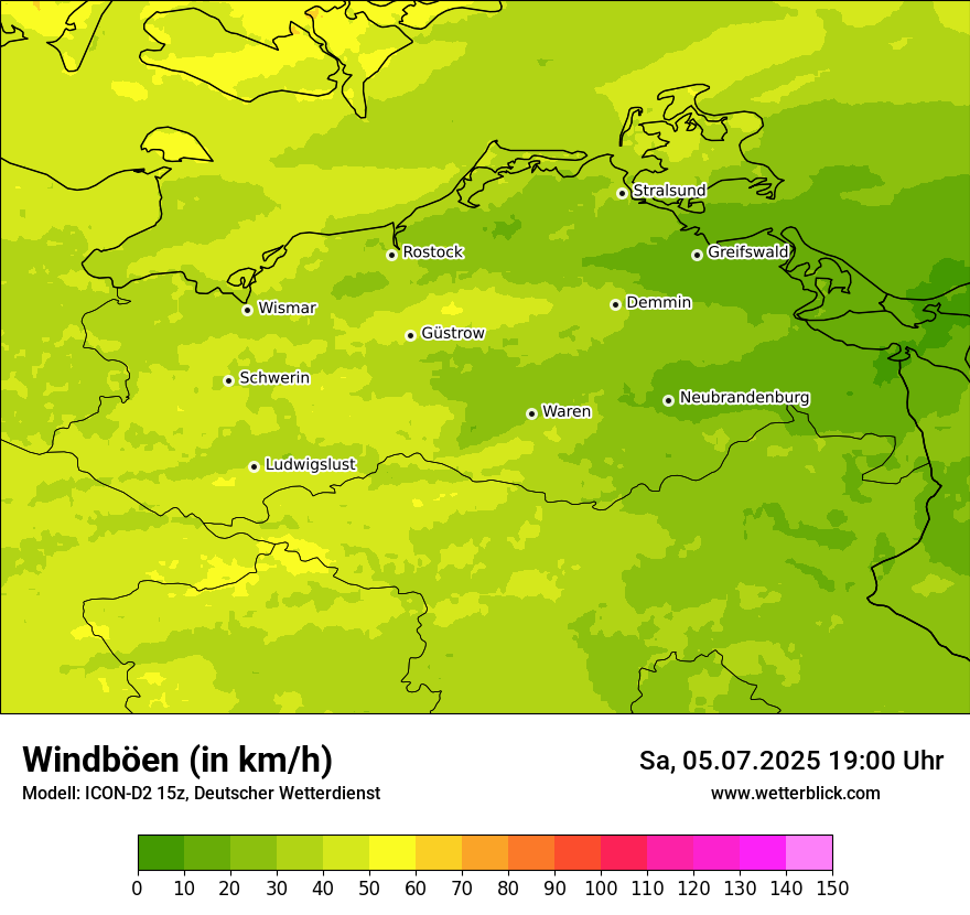 Modellkarten Windgeschwindigkeit