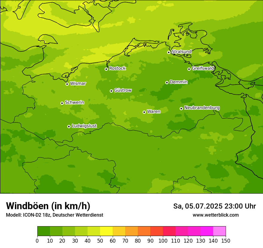 Modellkarten Windgeschwindigkeit