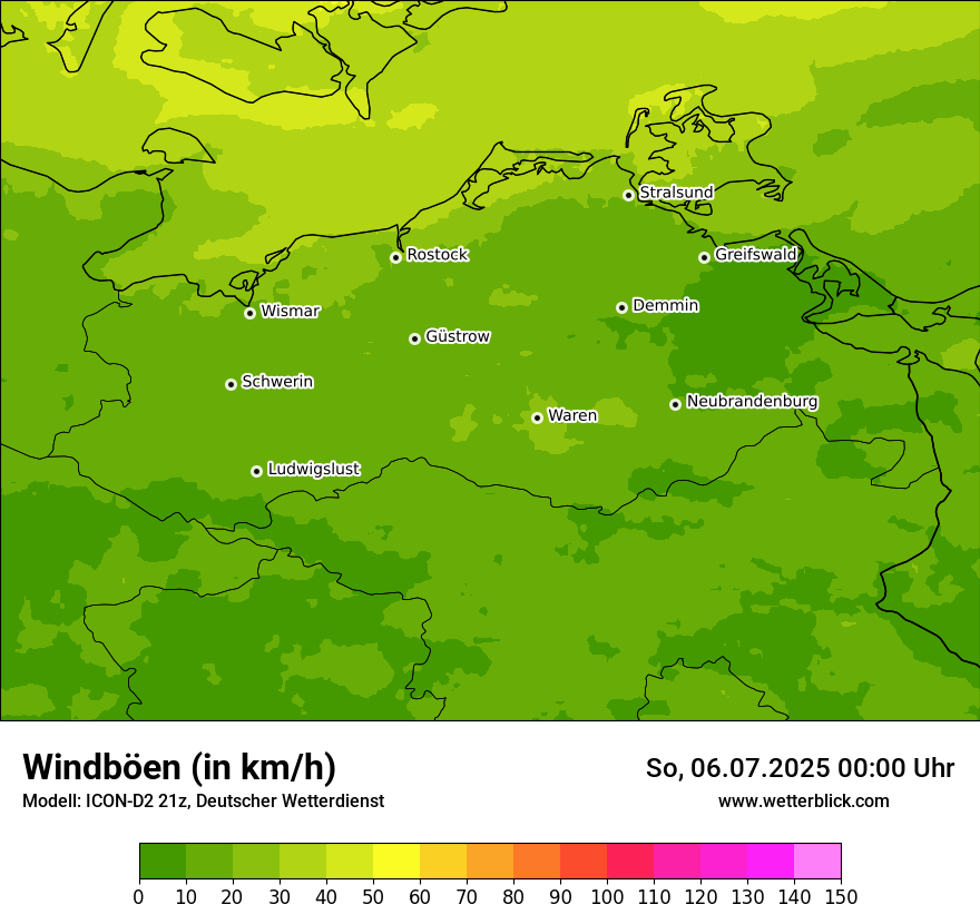 Modellkarten Windgeschwindigkeit