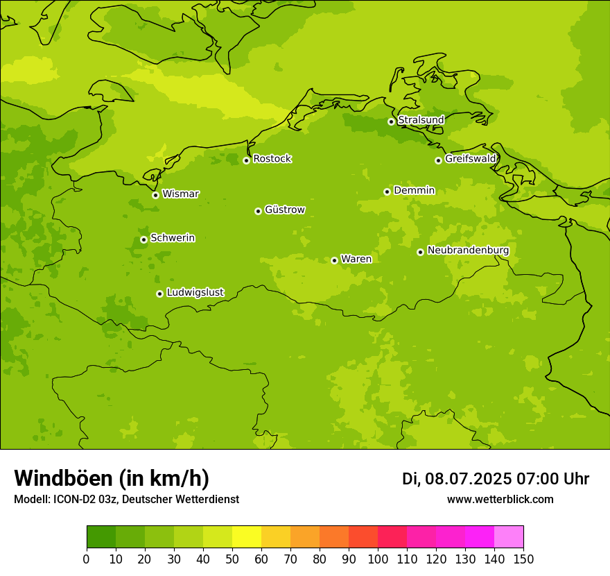 Modellkarten Windgeschwindigkeit