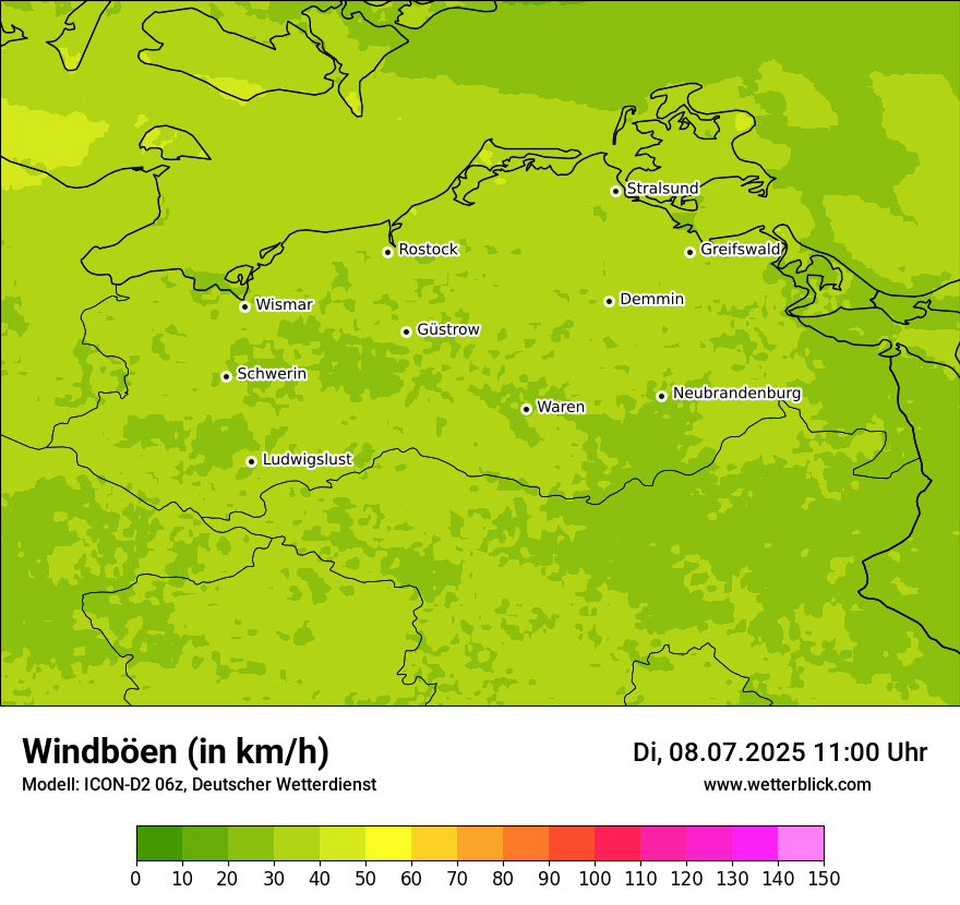 Modellkarten Windgeschwindigkeit