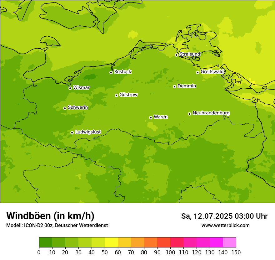 Modellkarten Windgeschwindigkeit