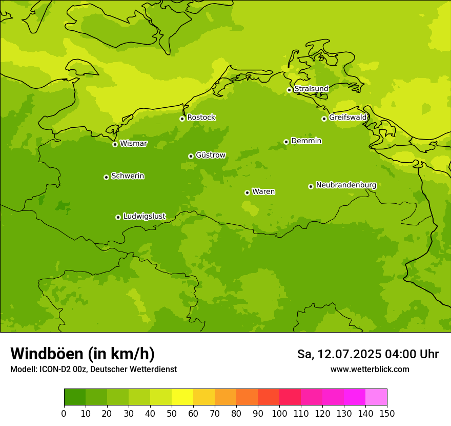 Modellkarten Windgeschwindigkeit