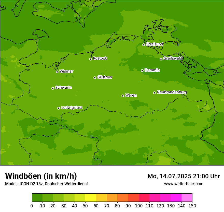Modellkarten Windgeschwindigkeit