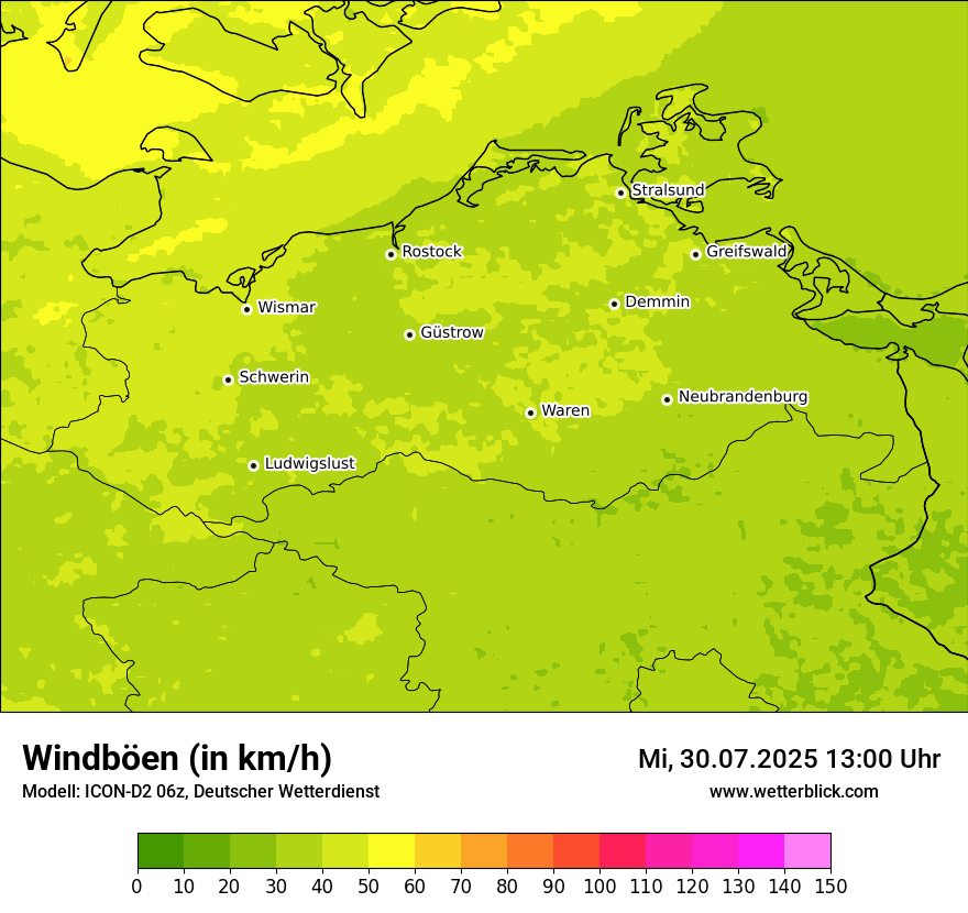 Modellkarten Windgeschwindigkeit