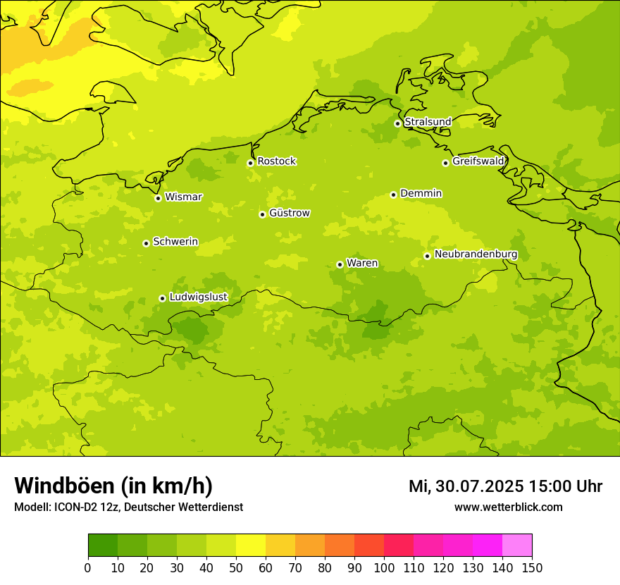 Modellkarten Windgeschwindigkeit