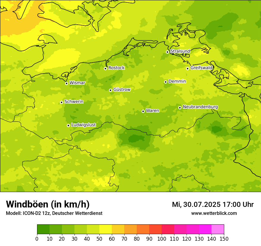 Modellkarten Windgeschwindigkeit