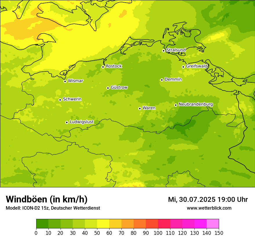 Modellkarten Windgeschwindigkeit
