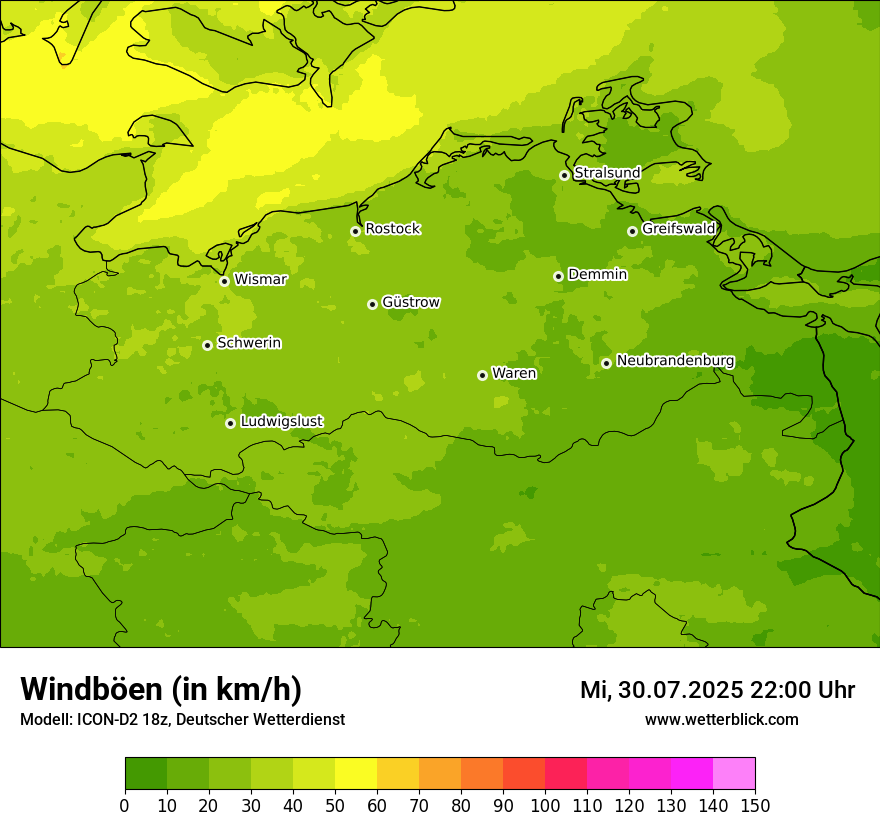 Modellkarten Windgeschwindigkeit