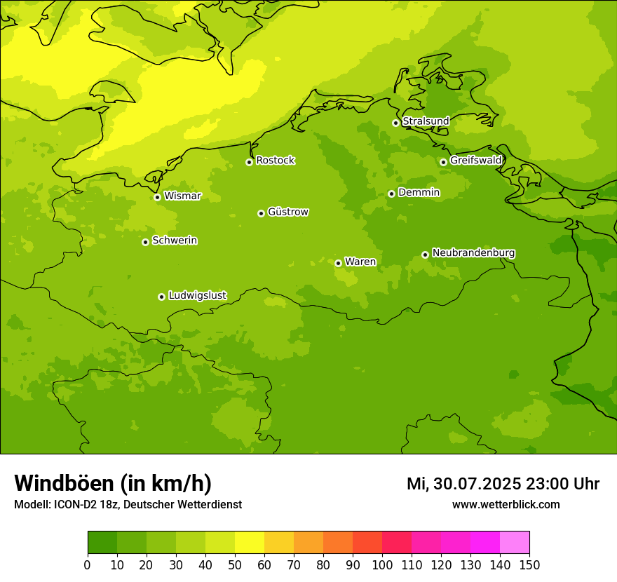 Modellkarten Windgeschwindigkeit