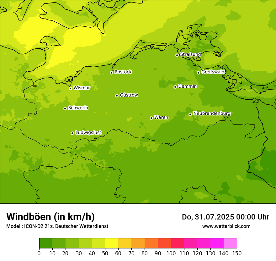 Modellkarten Windgeschwindigkeit