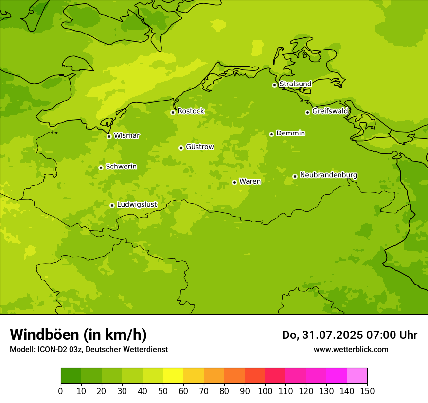 Modellkarten Windgeschwindigkeit