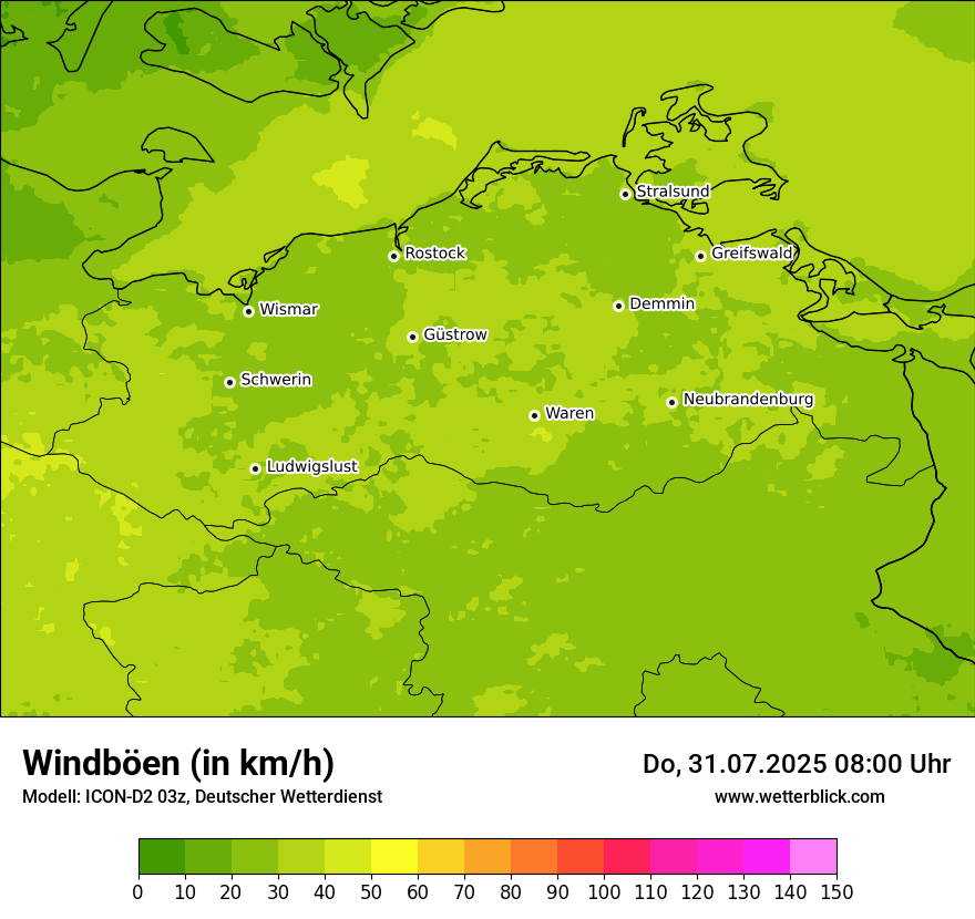 Modellkarten Windgeschwindigkeit