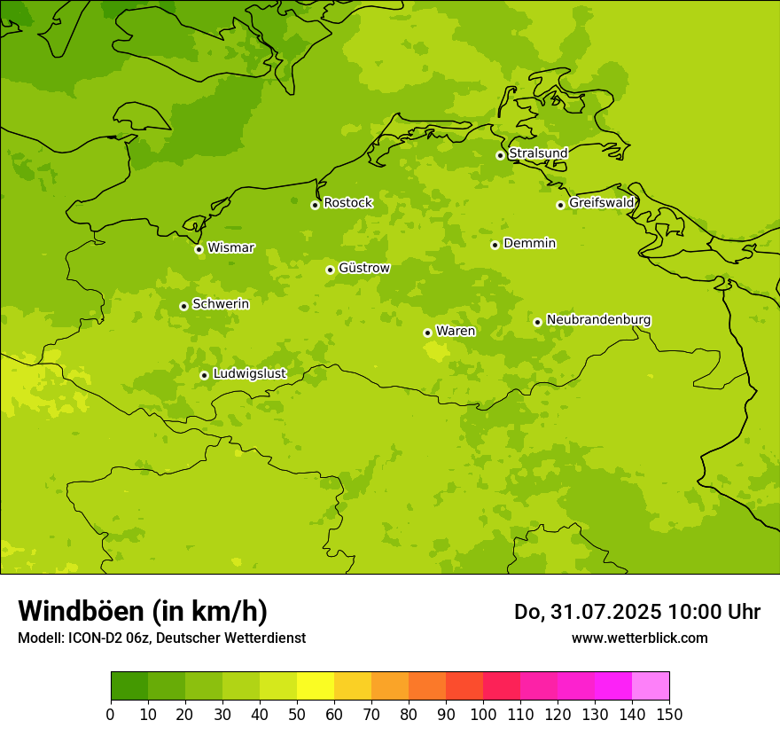 Modellkarten Windgeschwindigkeit