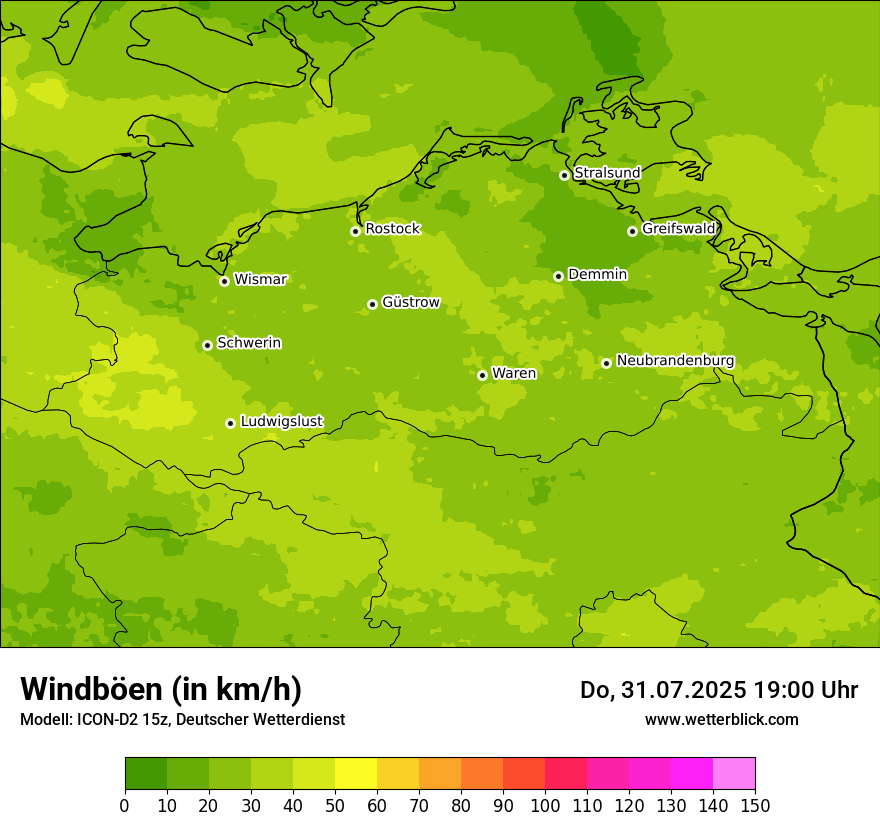 Modellkarten Windgeschwindigkeit