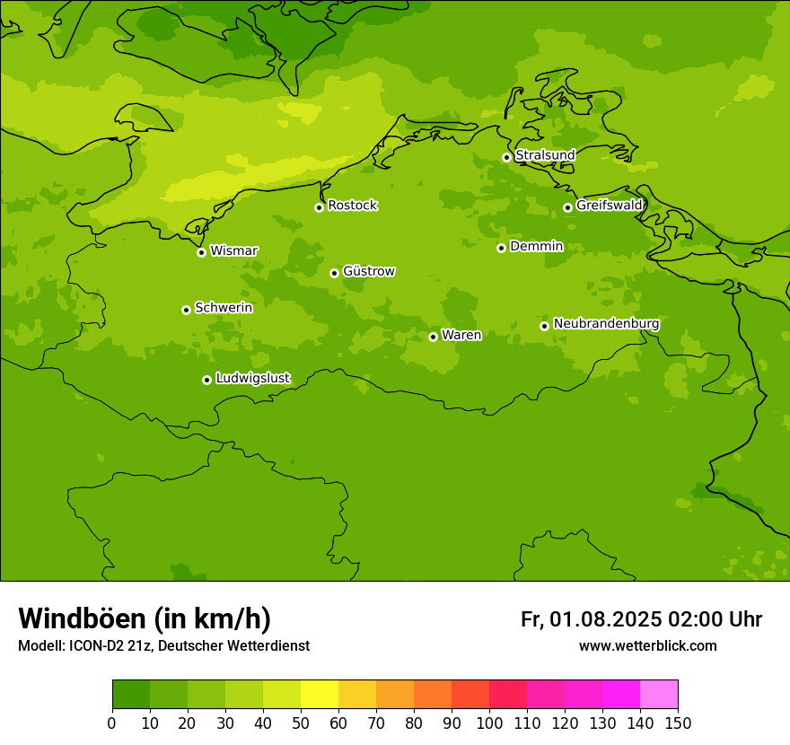 Modellkarten Windgeschwindigkeit