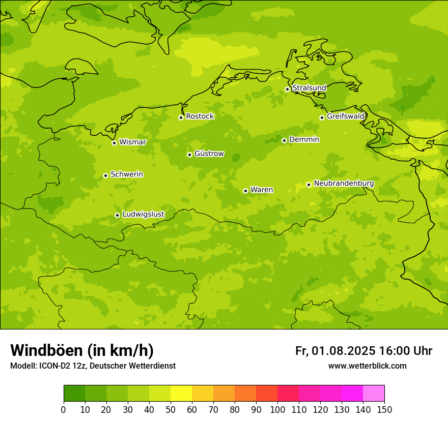 Modellkarten Windgeschwindigkeit