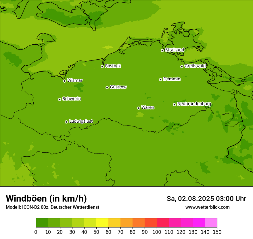 Modellkarten Windgeschwindigkeit
