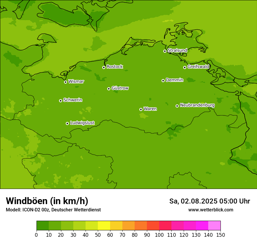 Modellkarten Windgeschwindigkeit