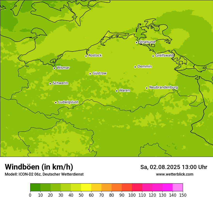 Modellkarten Windgeschwindigkeit