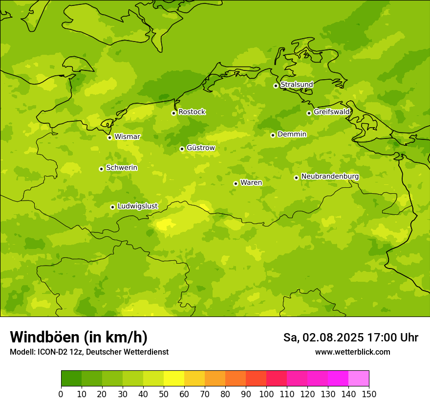 Modellkarten Windgeschwindigkeit