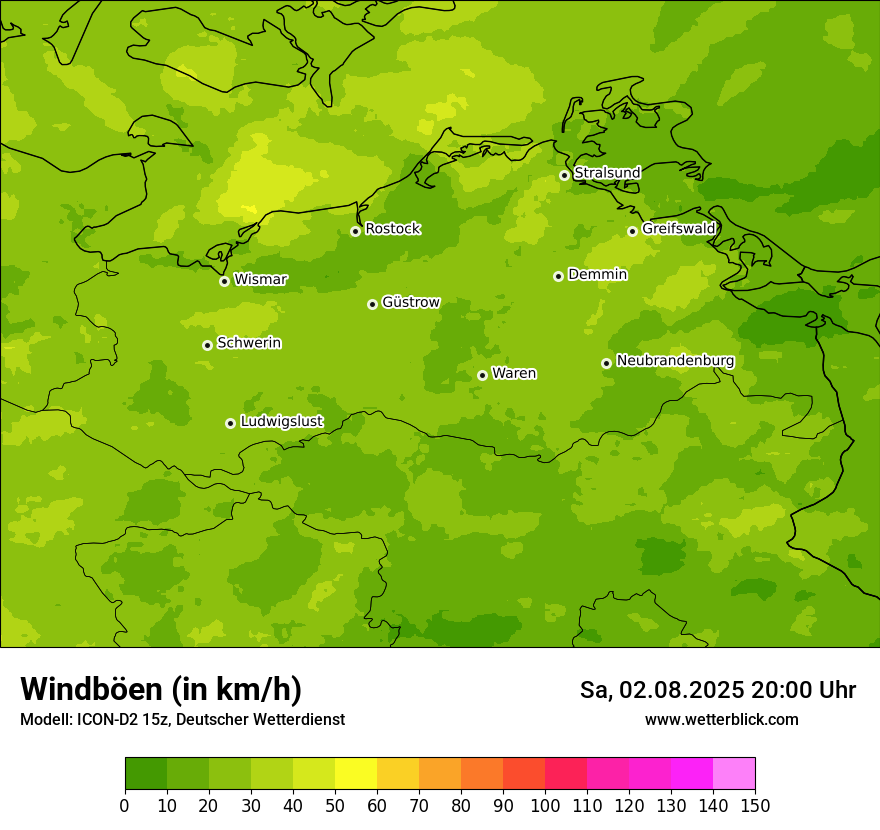 Modellkarten Windgeschwindigkeit