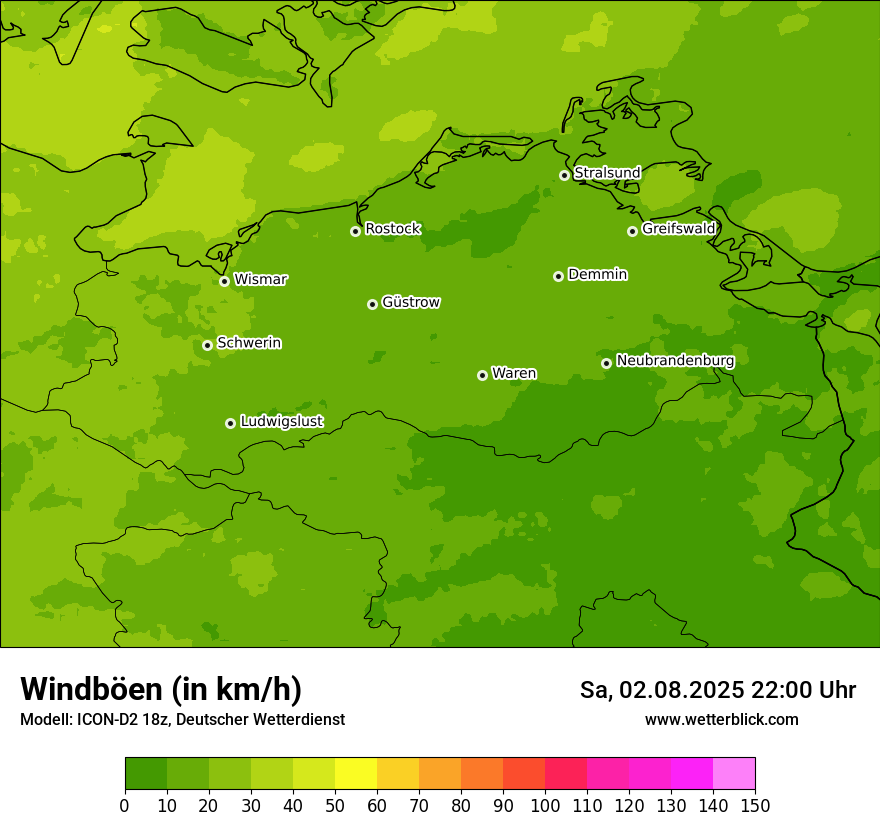 Modellkarten Windgeschwindigkeit