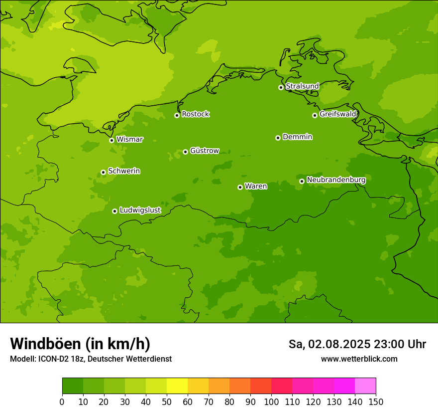 Modellkarten Windgeschwindigkeit