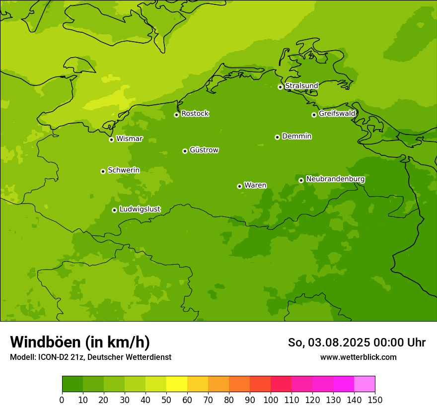 Modellkarten Windgeschwindigkeit