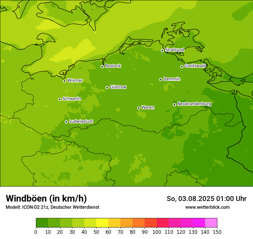 Modellkarten Windgeschwindigkeit