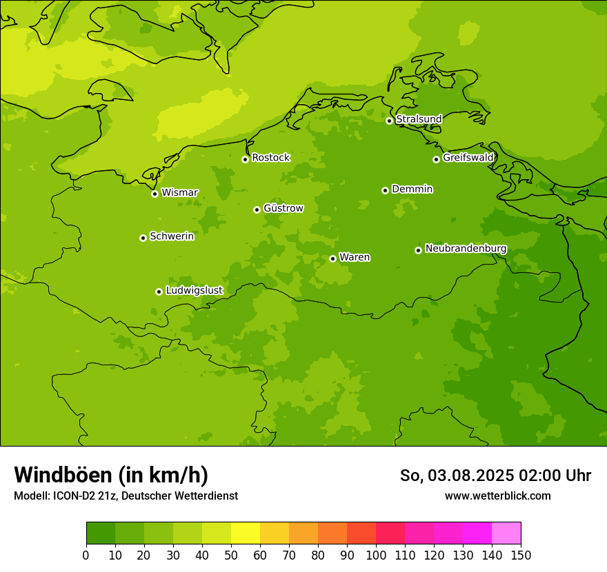 Modellkarten Windgeschwindigkeit
