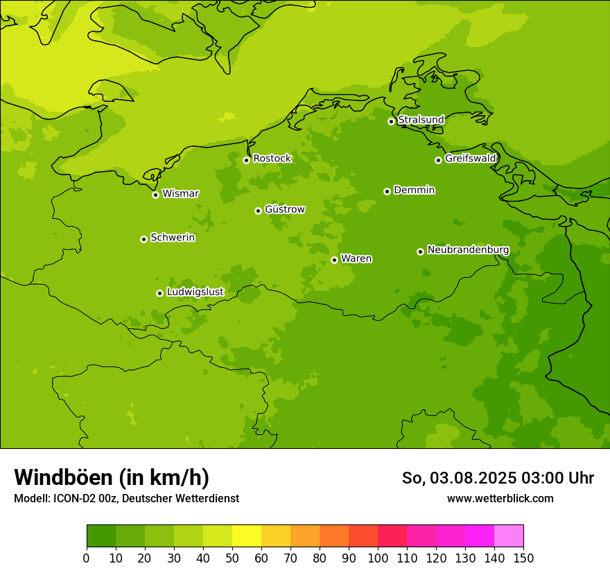 Modellkarten Windgeschwindigkeit