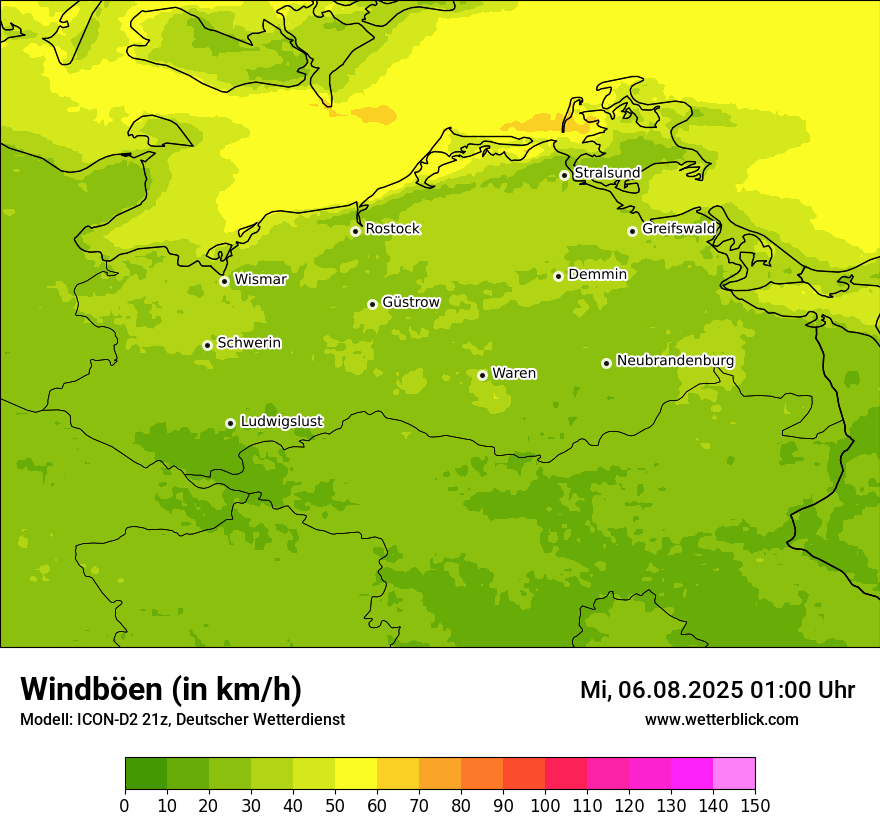 Modellkarten Windgeschwindigkeit